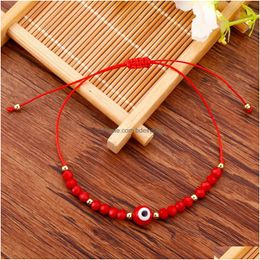 Chain Evil Nazar Eye Bracelet Handmade Rope Stainless Steel Bead Crystal Bracelets For Women Valentines Day Gift Emo Jewellery Drop Del Dhcyj