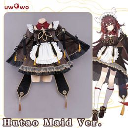 Anime Costumes UWOWO Game Genshin Impact HuTao Cosplay Hu Tao Come Halloween Maid Come Christmas Outfit Dress Cosplay Role Play Z0301