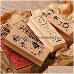 Stamps Yoofun Vintage Wood Rubber Flower Pretty Lady Standard Stamp Seal For Scrapbooking Journals Student Diy Accesorries Drop Deli Dhmuu