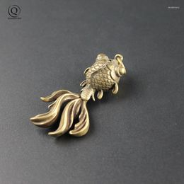 Keychains Brass Long Tail Goldfish Key Pendants Antique Koi Car Accessories Pendant Charms Creative Copper Fish Keyrings Hanging