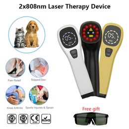 Other Massage Items White Black Laser Therapy Devices 14 Diodes Handheld 650nm 808nm for Knee Joint Back Shoulder Pain Relief 230303