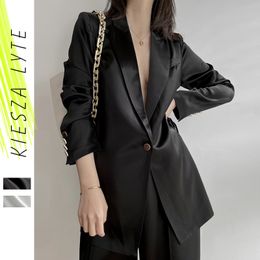 Women's Suits Blazers Blazers for Women Formal Summer Black Luxury Elegant Designer Business Fashion Office Lady Satin Suit Jacket Outwear 230306