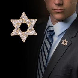 Brooches Retro Metal Six-pointed Star Brooch Suit Shirt Badge Lapel Pins And Fashion Jewellery Gifts For Men Accessories