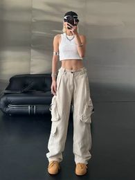 Women's Pants Capris Vintage 90S Oversized Baggy Cargo Pants Women Fashion Low Waist Trousers Four Seasons Overalls Straight Jeans Women Fairycore 230306