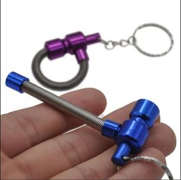 Smoking Pipes Creative spring portable pipe Detachable key chain metal pipe