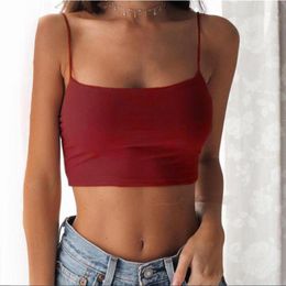 Women's Tanks Summer Red Halter Crop Tops Women Camis Backless Camisole Fashion Casual Tube Top Female Sleeveless Cropped Vest Sexy Tank