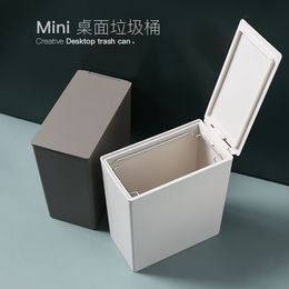 Waste Bins Nordic creative desktop trash can small mini living room office with lid garbage storage bucket household organize accessories 230306