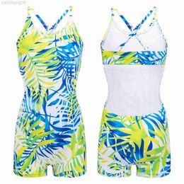 One-Pieces 7~12Y Girls Swimsuit One Piece Girls Swimwear with Pads Leaf Print Children Monokini Swimwear Toddler Swimming Romper Beach Wear W0310