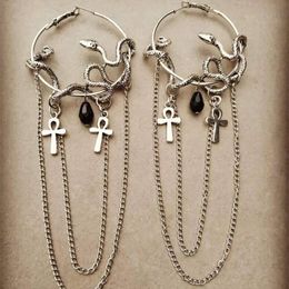 Dangle Earrings & Chandelier Goth Snake Ankh Hoop Wiccan Creative Gothic Jewellery Punk Grunge Rock Statement Fashion Women Gift 2023 TrendDan