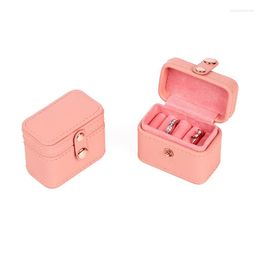 Jewelry Pouches Fresh And Simple Earrings Box Portable PU Ring Storage Case Mini Multifunction Organizer