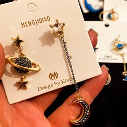 Dangle Earrings & Chandelier Korean Jewellery Shiny Stars Moon Planets Asymmetric Pendant Tassel Women WholesaleDangle