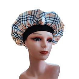 2023 Soft Silk Hair Bonnet With Wide Band Comfortable Night Sleep Hat HairLoss Salon Colour Highlighting Hairstyling Tool