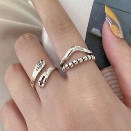 Band Rings Open Adjustable Women's Ring Vintage Silver Ring Girl Party Gift Women's Jewellery Accessories AA230306