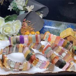 Strand Natural Multicolor Quartz Rutilated Gemdtone Crystal Bracelet Hand Row