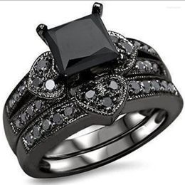 Wedding Rings 2023 Black Diamond Set Ring Luxury Jewellery For Men And Women Cool Trend