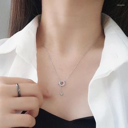 Pendant Necklaces 925 Silver Necklace For Women Collar Statement Love Heart Star Light Luxury Fashion Clavicle Chain Jewellery Gift