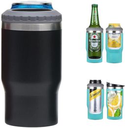 4 in 1 14oz Coffee Cups Tumbler Stainless Steel 12oz Slim Cold Beer Bottle Can Cooler Holder Double Wall Vacuum Insulated Drink Mug