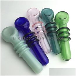 Smoking Pipes Thick Pyrex Glass Hand With Pink Green Blue Colorf Clear For Tobacco Dry Herb Drop Delivery Home Garden Household Sund Dhxgk