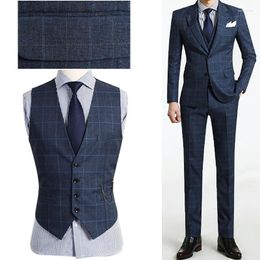 Men's Suits Formal Plaid Men Suit For Wedding 3Pieces(Jacket Pant Vest Tie) Terno Masculino Tuxedos Prom Trajes De Hombre Blazer 732