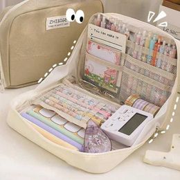 Pencil Bags Girl Multilayers Large Capacity Pencil Bag Aesthetic School Cases Kawaii Stationery Holder Bag Pen Case Students School Supplies J230306