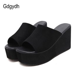 Sandals Gdgydh Summer Slip On Women Wedges Sandals Platform High Heels Fashion Open Toe Ladies Casual Shoes Comfortable Promotion Sale 230306