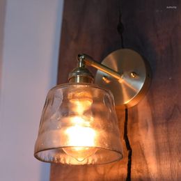 Wall Lamps Arm Sconce LED Light Fixtures Bedroom Lamp Bathroom Mirror Lights Retro Copper Aplique De Pared Glass Home Lighting