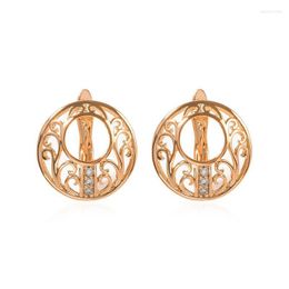 Hoop Earrings & Huggie Hanreshe 585 Rose Gold Girl Hip Hop Jewelry Weddings Copper Creative Zircon Round Flower Earring Women GiftHoop Odet2