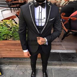 Men's Suits Fashion Mens For Wedding Double Breasted Groom Tuxedos 3 Pieces Set Male Prom Blazer Vest Pants Outfit Slim Costume Homme