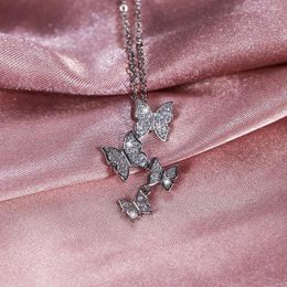 Pendant Necklaces CAOSHI Aesthetic Women's Necklace With Butterfly Shape Mini Crystal Stone Neck Jewelry Romantic Girls Party