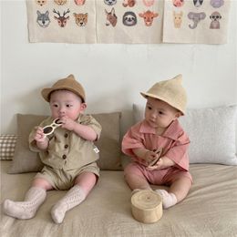 Clothing Sets Koodykids Summer Baby Boys Clothes Set 2PCS Solid Khaki Pink Shirt Shorts Toddlers Loose SetClothing