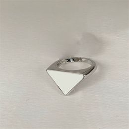 Silver Plain Women Rings White Triangle Pattern Cluster Rings Mirror Smooth Elegant Lady Jewelry