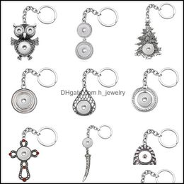 Keychains Lanyards Noosa Fashion Keychainsowl Christmas Tree Cross Rhinestone Snap Key Chains Fit 18Mm Buttons Keyrings Drop Deliv Dh7Hf