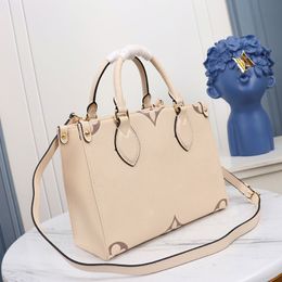 Fashion women's shoulder bag leather full leather pressed large flower mommy bag small bb size handbag Long and short handle beige large capacity. Dimensions: 25.0