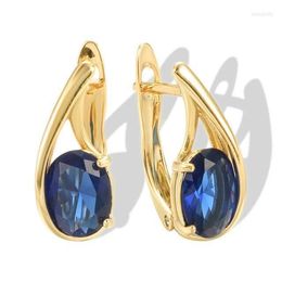 Hoop Earrings Elegant Oval Blue Zirconia Fashion Women Holiday Jewellery Gift