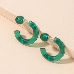 Hoop Earrings UJBOX 925 Hypoallergenic Post Green Acrylic For Women Geometric Circle Wedding Party Daily Jewellery Gift
