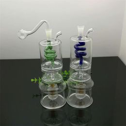 Smoking Pipes Classic two-layer partition pan silk silent filter glass cigarette kettle Great Pyrex Glass Oil Burner Pipe