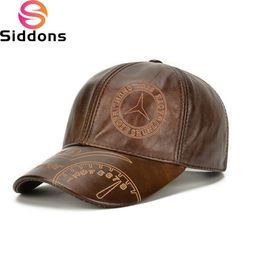 Ball Caps Men Genuine Cowhide Leather Baseball Cap Casual Real Leather Hat Autumn Winter Real Cowhide Leather Ear Protection Caps 230306