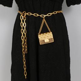 Woman Belts Waist Chain Belts Fashion Mini Compact Metal Gold Hollowed Out Ringer Sexy Temperament Waist Chain Chain Fanny Pack Female Tide
