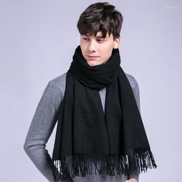 Scarves Wool Scarf For Men Winter Warm Tassels Echarpe Long Neck Male Fashion Cashmere Scarfs Black Bufandas Hombre