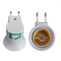 Lamp Holders White 1pc E27 LED Light Bulbs Socket Base Holder EU Plug Adapter ON/OFF Switch