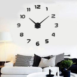 Wall Clocks 3D DIY Acrylic Mirror Clock Wedding Decoration Watch Stickers Decor Living Room Quartz Needle 2023 Free