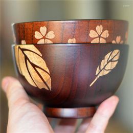 Bowls Cute Leaves Wooden Bowl Container Children's Rice Soup Salad European Style Wood Tableware Lunch Dining Too