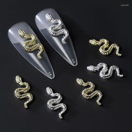 Nail Art Decorations 10Pcs Gold Silver Snake Punk Design Charms Alloy Dragon Animals Shape 3D Decals Jewellery For Manicure Accessories