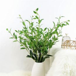 Artificial Olive Tree Branch Stem Faux Green/Red Leaf 6 Stems/piece Fake Greenery Plant Olive Foliage Decorative Flowers