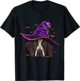 Men's T Shirts German Shorthaired Pointer Witch Funny Halloween Dog Lover T-Shirt