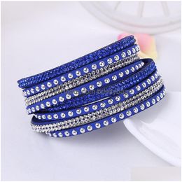 Chain New Fashion Long Leather Bangle Bracelet Handmade Mticolor Charms Diamond Necklace For Women Trendy Jewellery Gift Y Drop Delive Dhz8Q