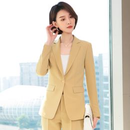 Women's Suits Blazers Ladies Office Elegant Formal Uniform Designs Pantsuits Autumn Winter Professional Women Business Suits OL Styles Blazers Set 230306