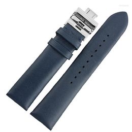 Watch Bands 20mm 22mm 1pcs Mens Black Genuine Leather Band Straps Stainless Steel Butterfly Buckle AR4629 AR2433 AR2447 AR0385