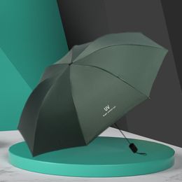 Umbrellas Bold Sunscreen Rain Umbrella Automatic Fold Wind Resistant Three 8 Bones Solid Colour Outdoor Cute Anti-UV Parasol