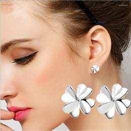 Stud Earrings Sweet Stylish Lucky Clover 4 Leaves Design Earring 925 Sterling Silver Gift Jewellery For Woman Girl Fashion